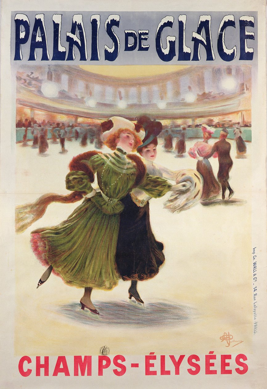 Plakat som reklamerer for Palais de Glace skøytebane på Champs-Elysees av Albert Guillaume