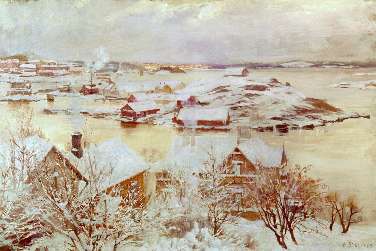 En desemberdag (i Finland) ca. 1893 av Albert Gustaf Aristides Edelfelt