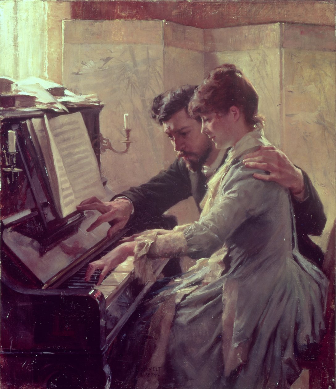 Ved pianoet av Albert Gustaf Aristides Edelfelt