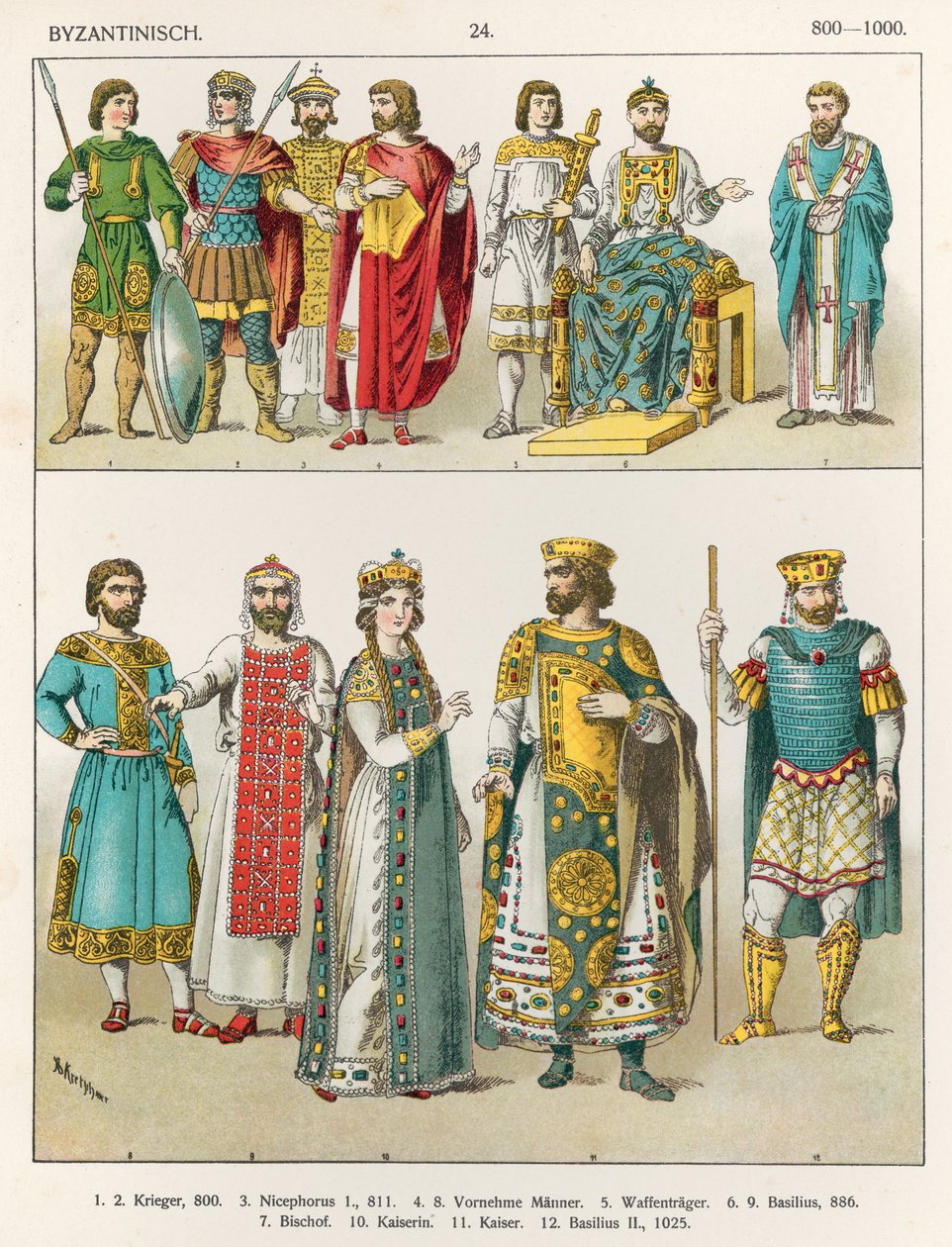 Kjole ved den bysantinske domstolen, 800-1000, fra 