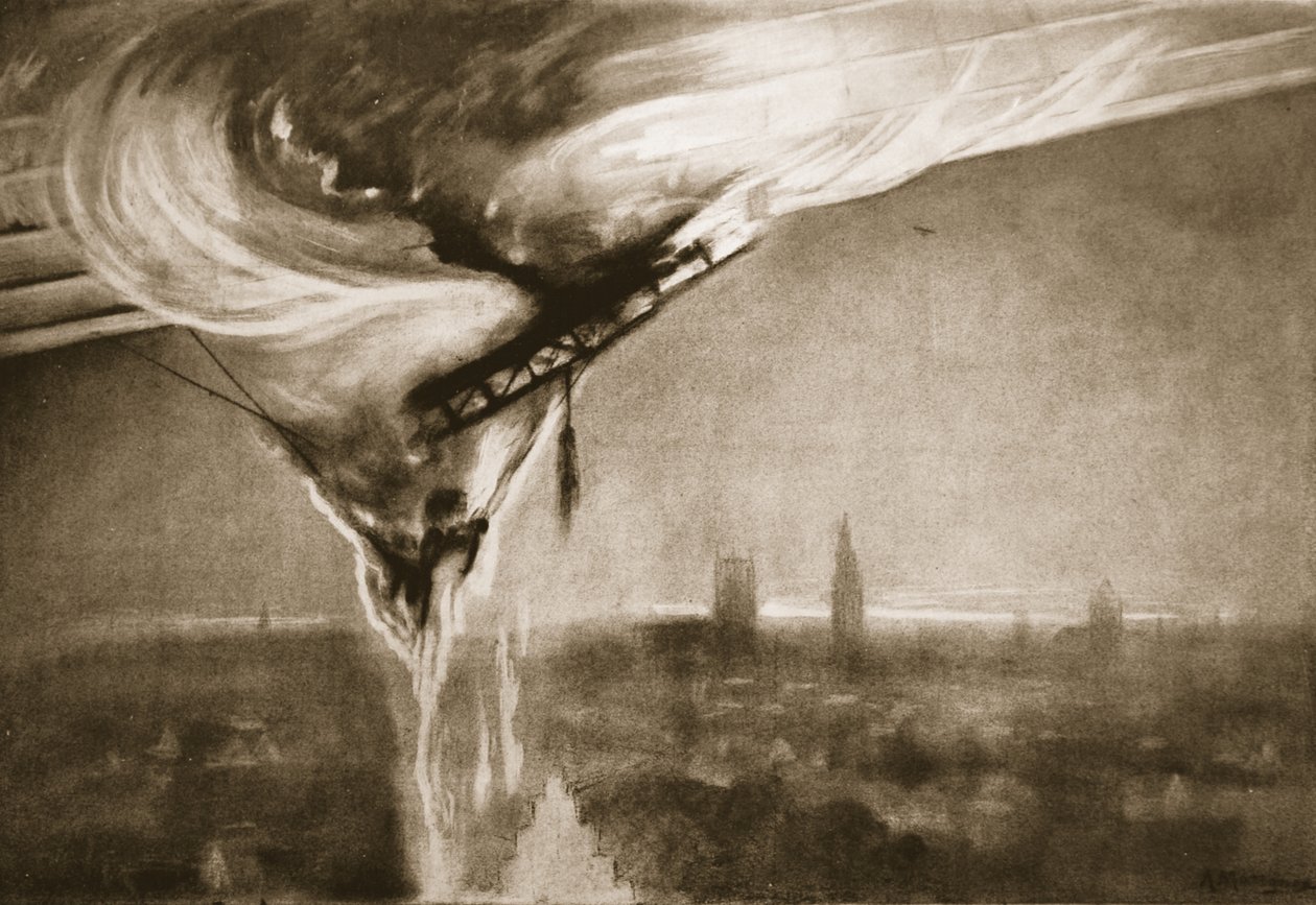 Zeppelins Fall, 1915 av Albert Matignon