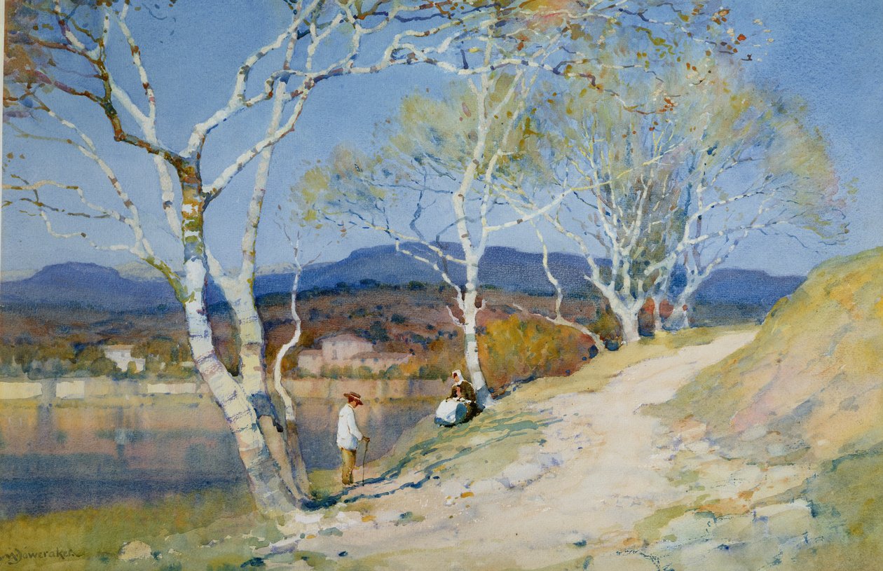 Par ved en elv av Albert Moulton Foweraker