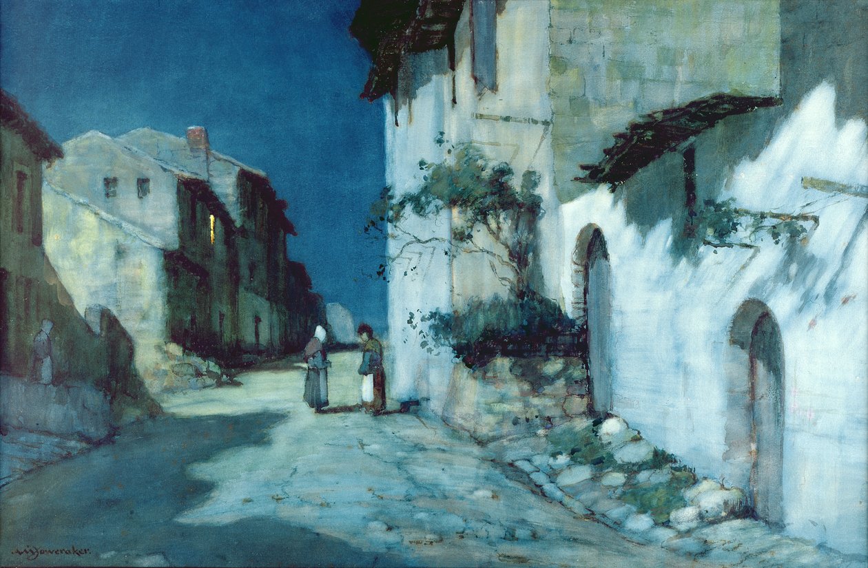 Spansk landsbysamtale av Moonlight av Albert Moulton Foweraker