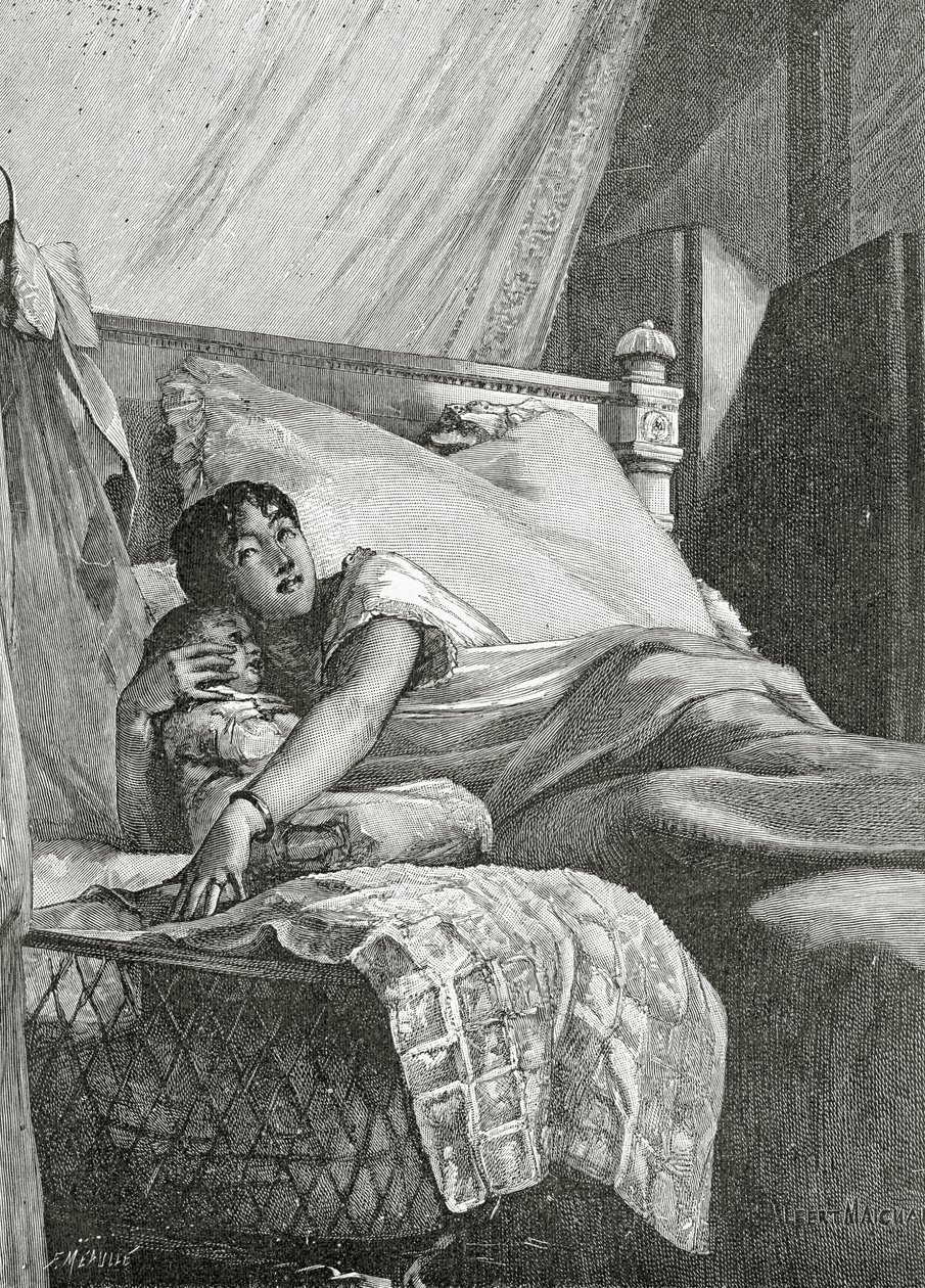 Le Revenant, 1800-tallet (bw-gravering) av Albert Pierre Rene Maignan