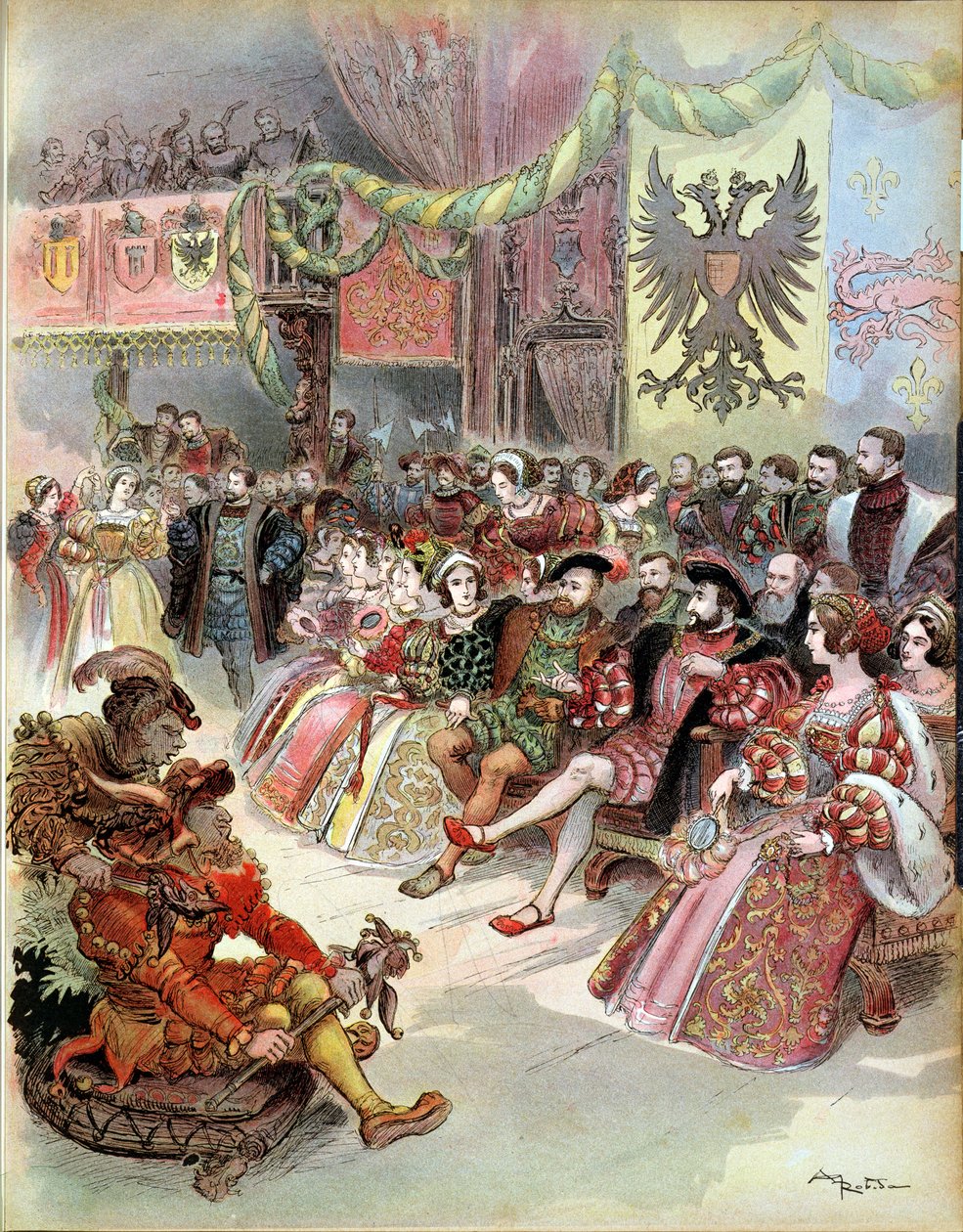 Ball ved hoffet til Francis I (1494-1547) 1909 av Albert Robida