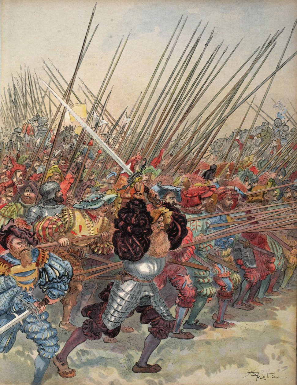 Charge of the Swiss at Marignan, illustrasjon fra 