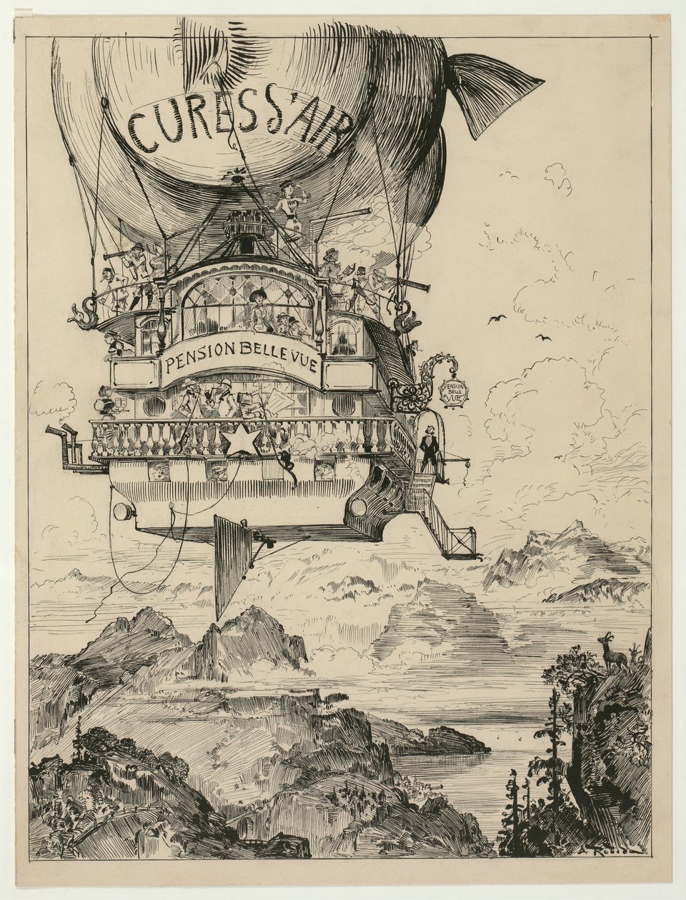 Air Cures in the Mountain, pub. 1883 av Albert Robida