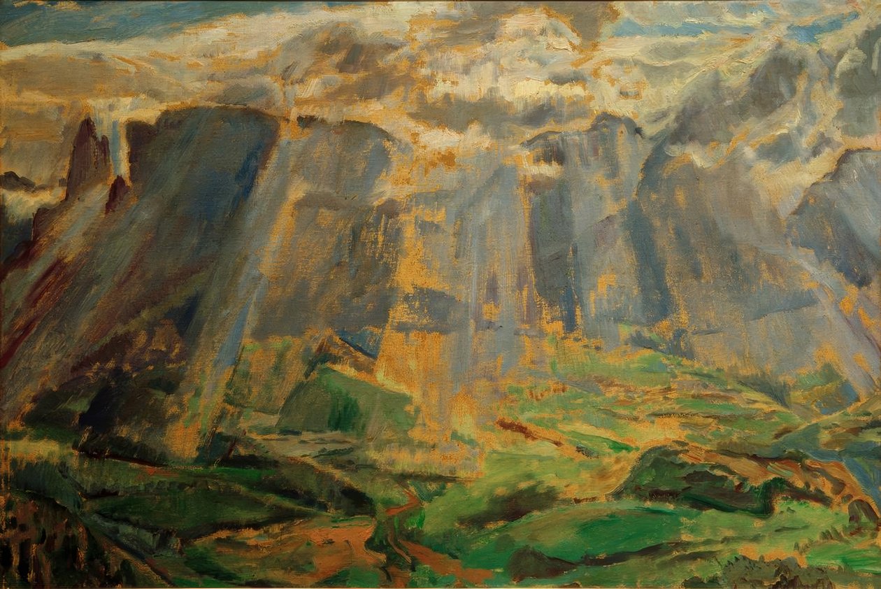 Alpelandskap i Sør-Tirol av Albert Weisgerber