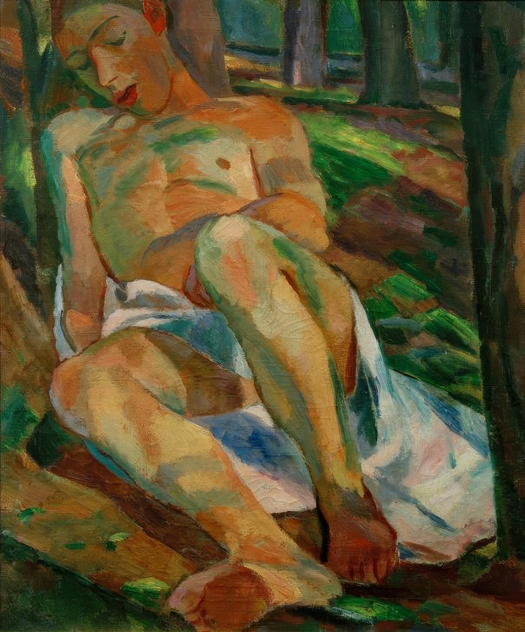 Sovende gutt i skogen (liggende naken mann) av Albert Weisgerber