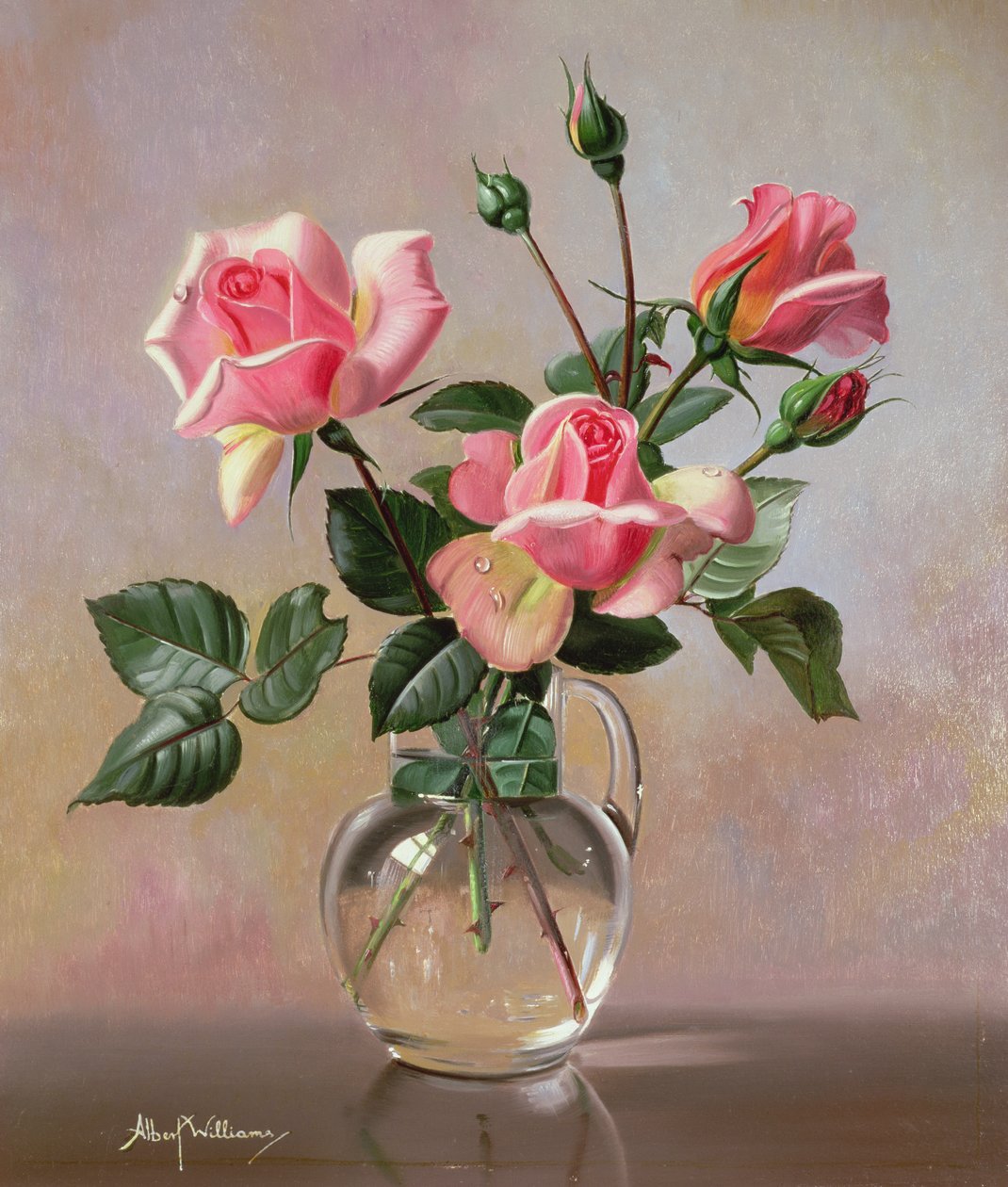 AB69 Rosa roser i en glassmugge av Albert Williams