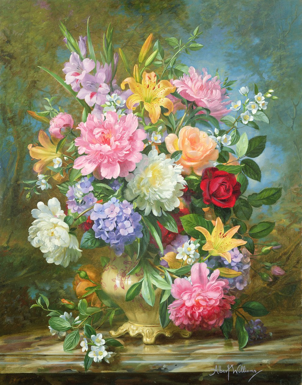 Peoner og blandede blomster av Albert Williams