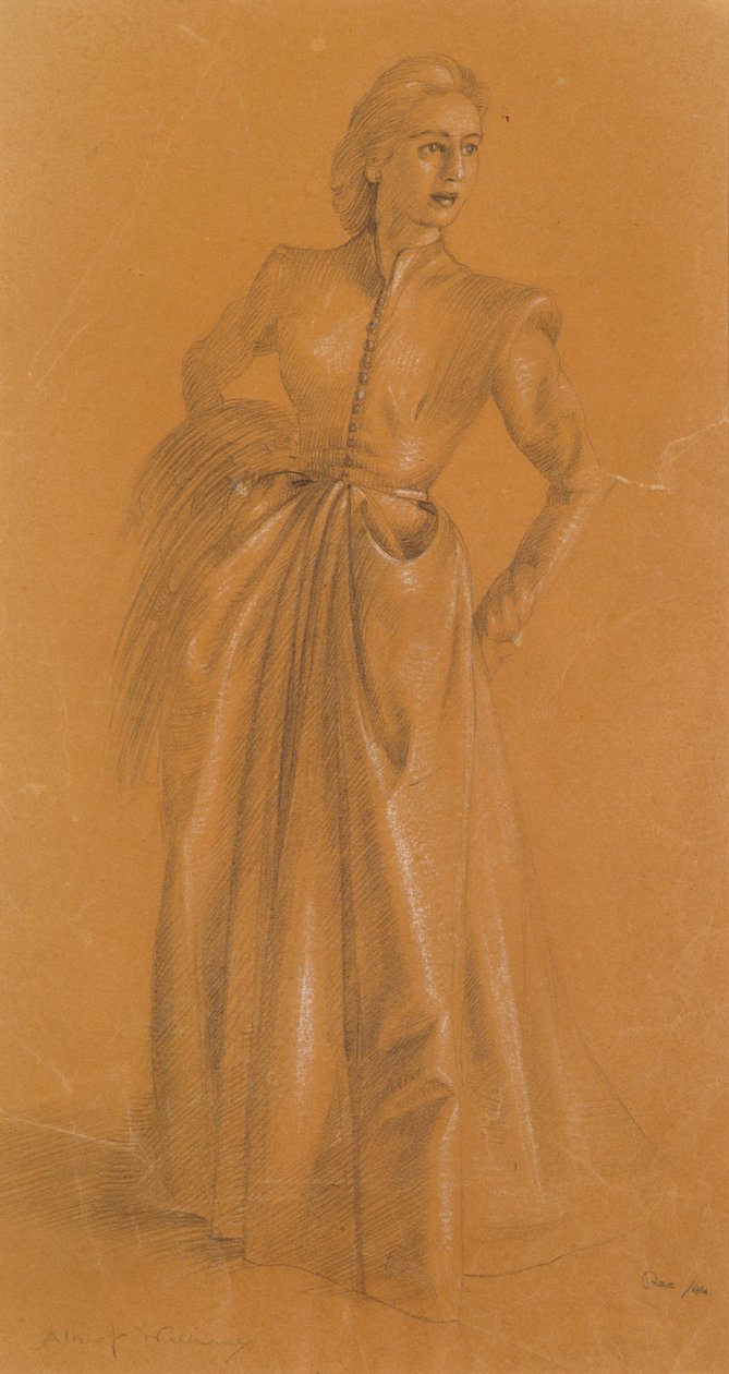 Study for a costume, 1949 (blyant og kritt på papir) av Albert Williams
