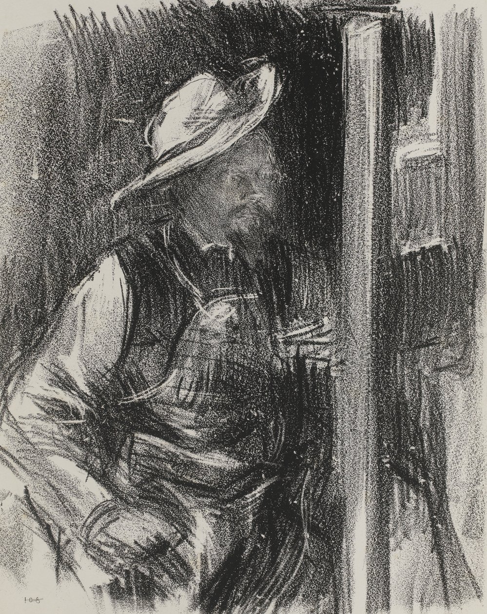 Portrett av en kunstner i en bredbremmet hatt, tidlig på 1900-tallet av Albert de Belleroche