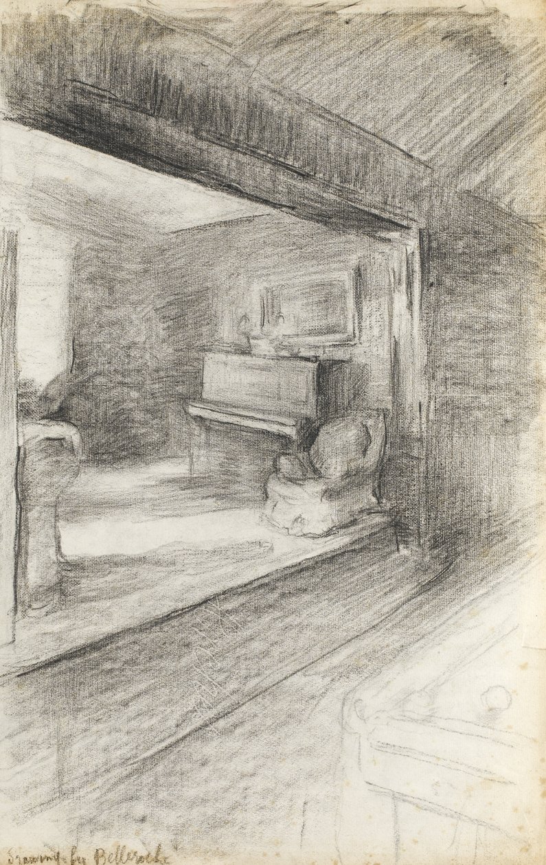 The Artists Sitting Room, ca. 1890 (svart kritt på papir) av Albert de Belleroche
