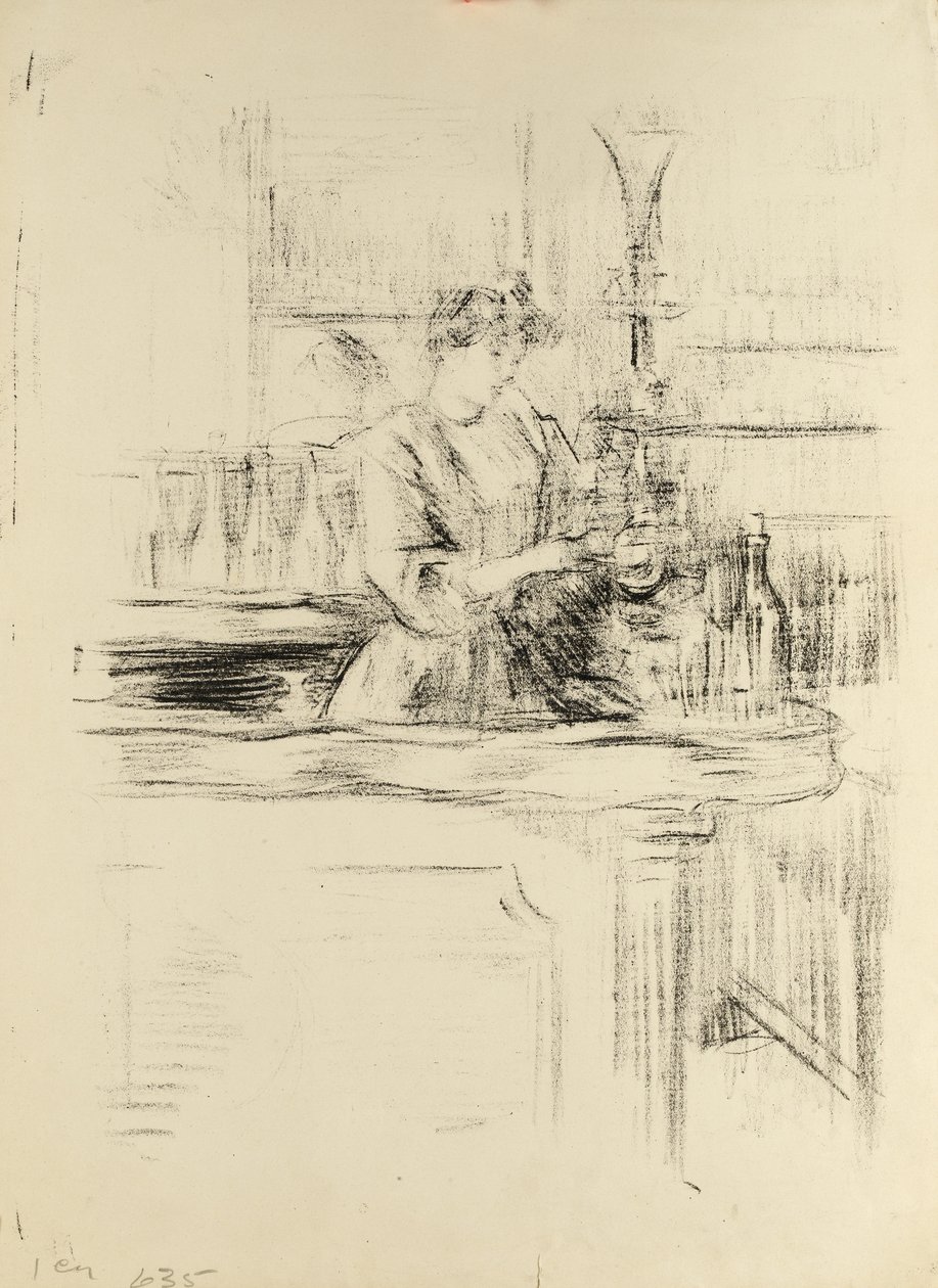 Kvinne som jobber på en bar, sent på 1890-tallet av Albert de Belleroche
