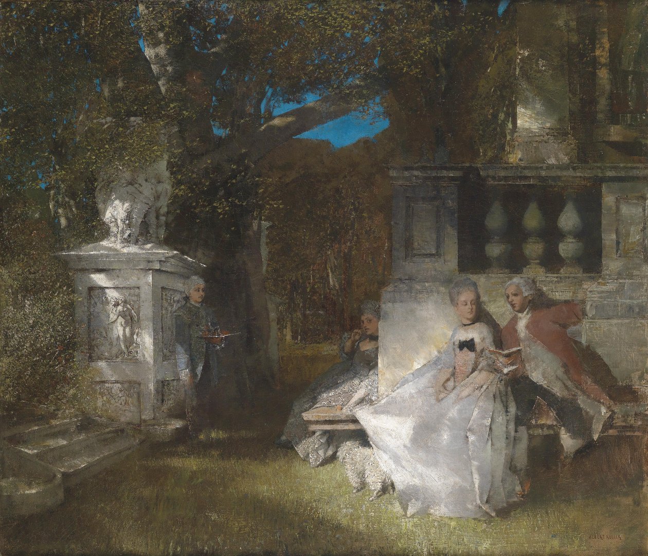 Galant scene i parken av Albert von Keller