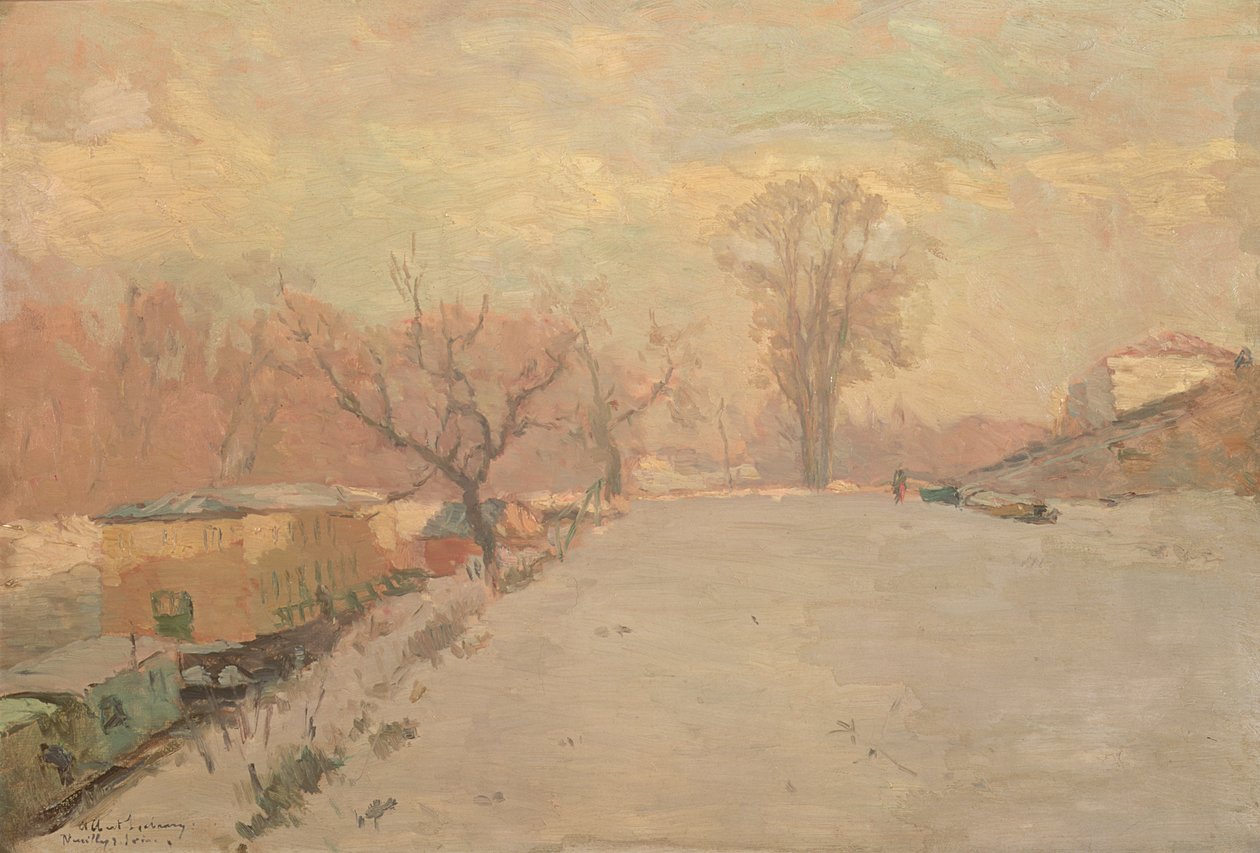 Vei ved Seinen ved Neuilly om vinteren, ca. 1888 av Albert Charles Lebourg