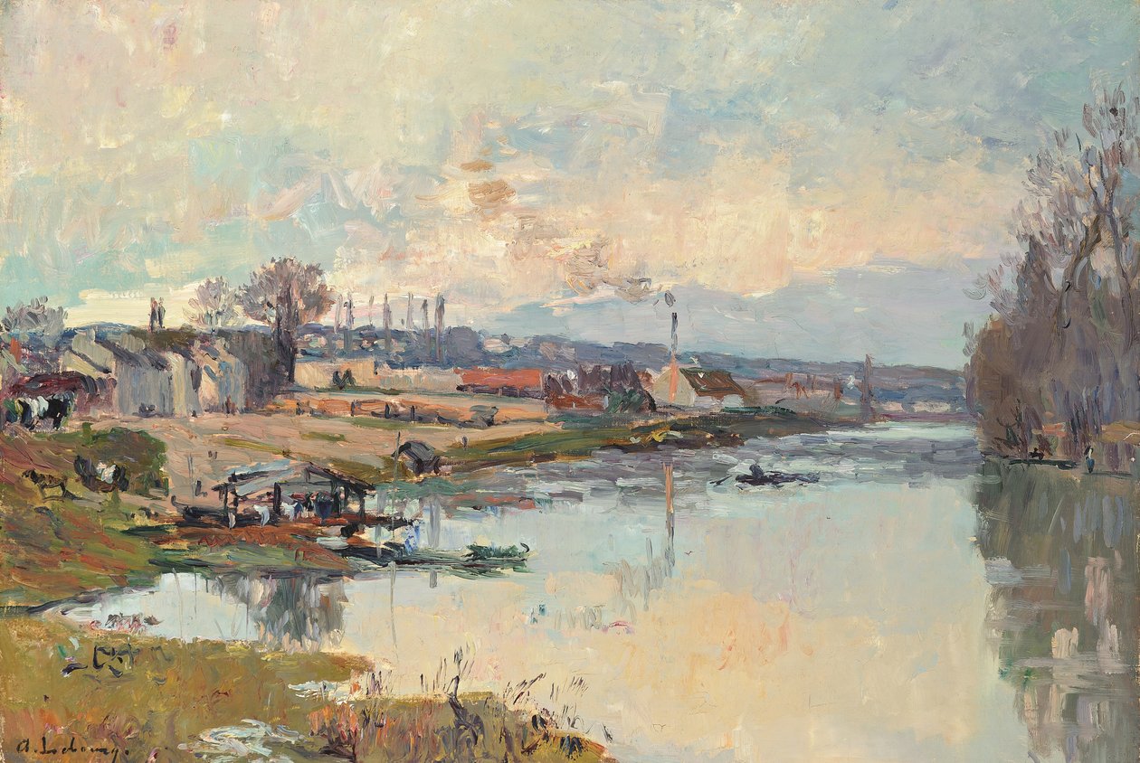 Seinen ved Port Marly (olje på lerret) av Albert Charles Lebourg