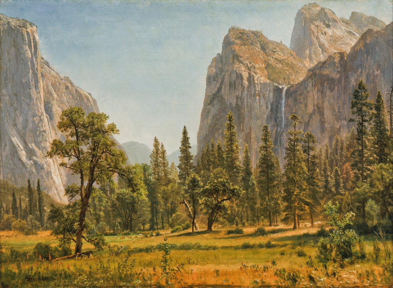 Bridal Veil Falls, Yosemite Valley, California av Albert Bierstadt