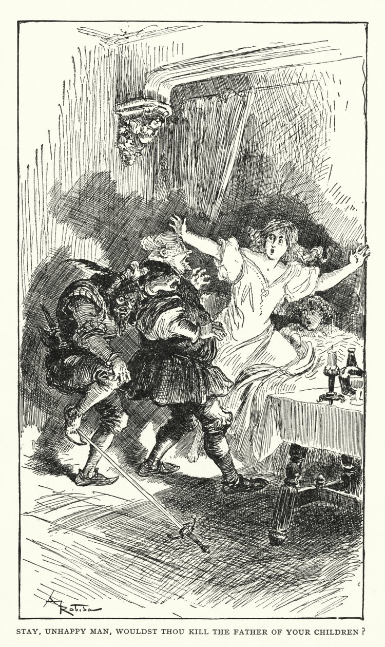 Illustrasjon for Balzacs Contes Drolatiques (litografi) av Albert (after) Robida