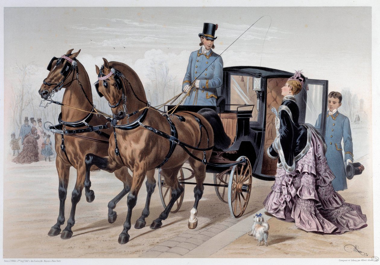 Kupé nådd av engelske hester Trykk av Albert Adam (1833-?) 1874 Paris, Musee Carnavalet av Albert Adam