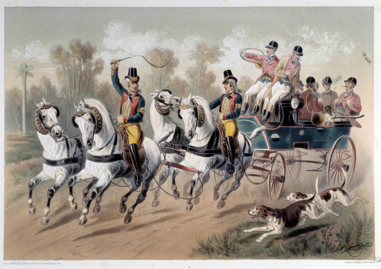 Jaktpause, starten på jegerne Trykk av Albert Adam (1833-?) 1800-tallets Paris, Musee Carnavalet av Albert Adam