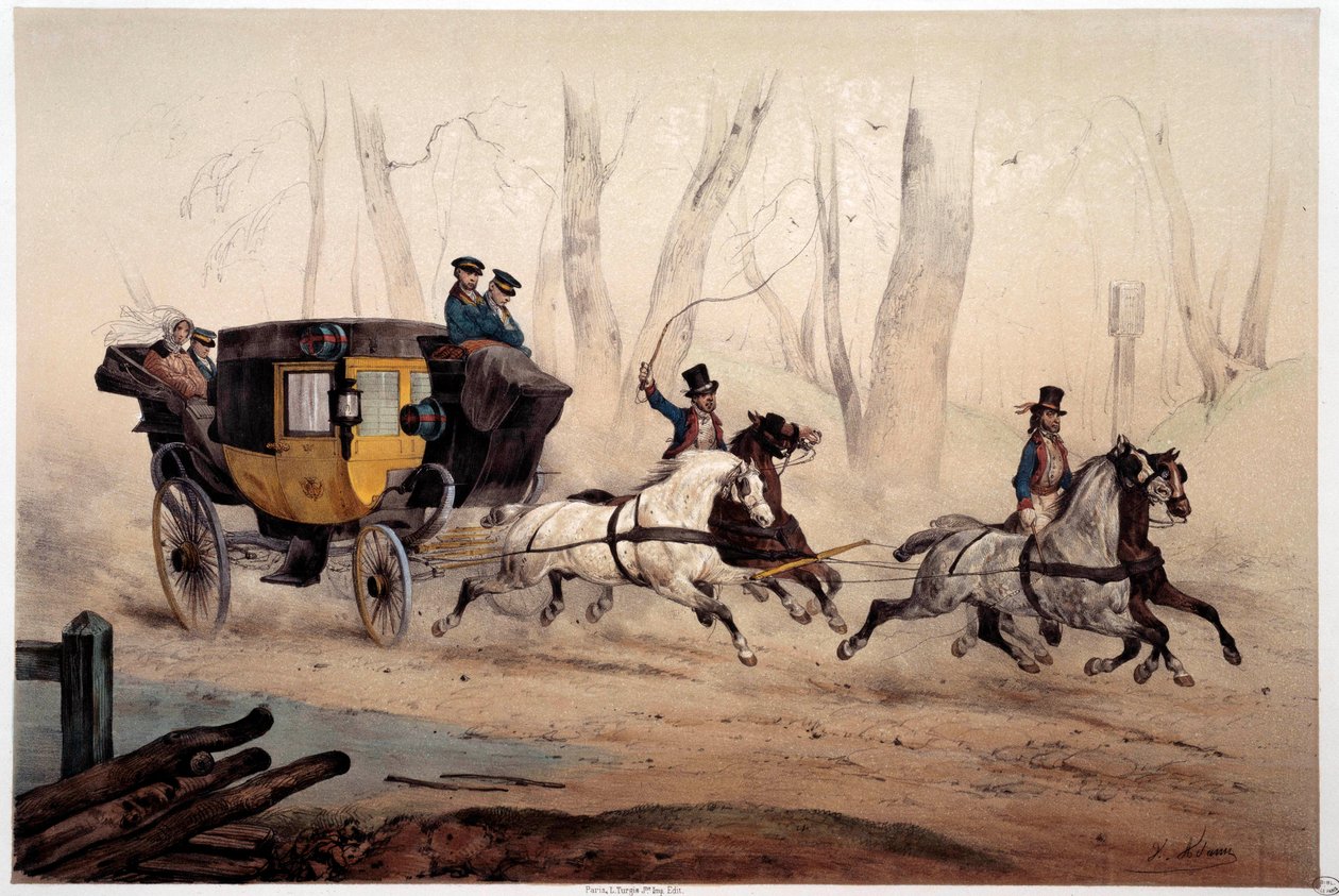 The Post Chair Print av Albert Adam (1833-?) 1870 Paris, Musee Carnavalet av Albert Adam