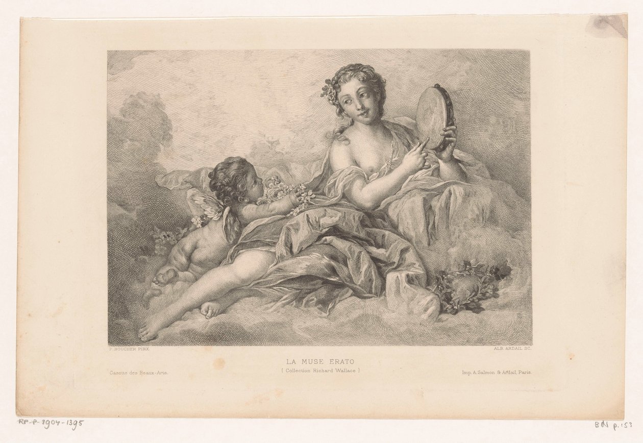 Muse Erato med putto og tamburin La muse Erato (samling Richard Wallace) (tittel på objekt) av Albert Ardail