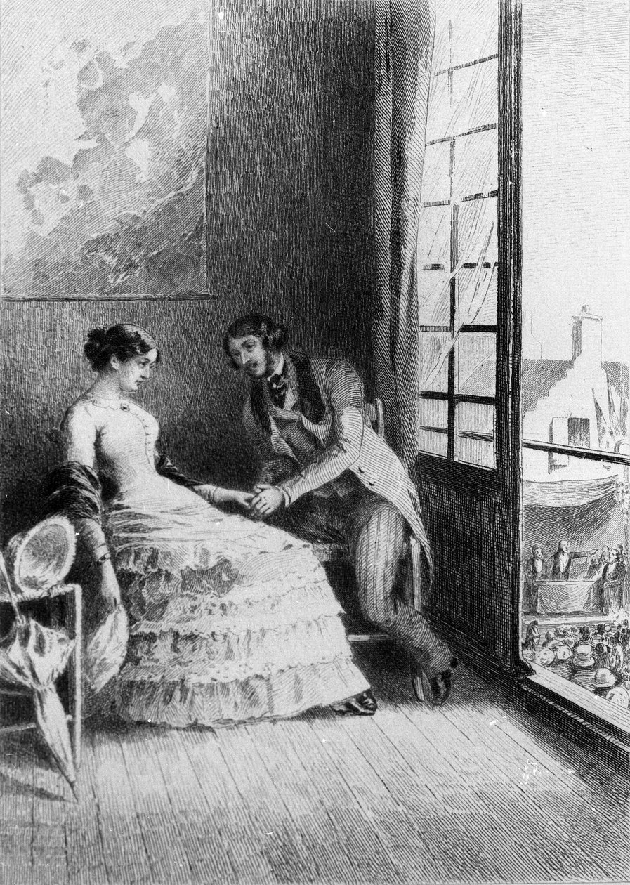 Illustrasjon av romanen "" Madame Bovary"" av Gustave Flaubert (1821-1880). Illustrasjon av Albert Fourie (1854-1937). av Albert Auguste Fourie