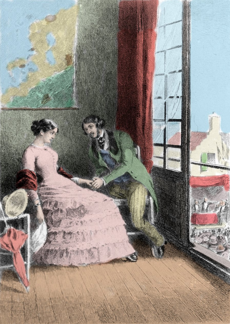 Illustrasjon av romanen "" Madame Bovary"" av Gustave Flaubert (1821-1880). Illustrasjon av Albert Fourie (1854-1937). av Albert Auguste Fourie