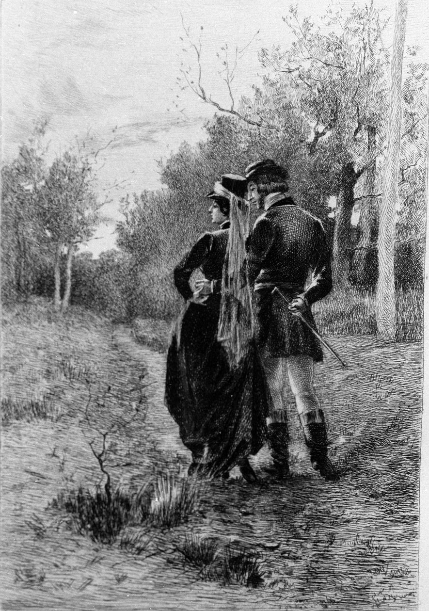 Illustrasjon av romanen "" Madame Bovary"" av Gustave Flaubert (1821-1880). Illustrasjon av Albert Fourie (1854-1937). av Albert Auguste Fourie