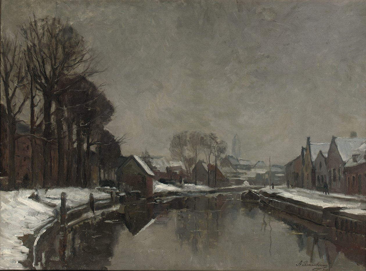 En belgisk by om vinteren, 1912 av Albert Baertsoen