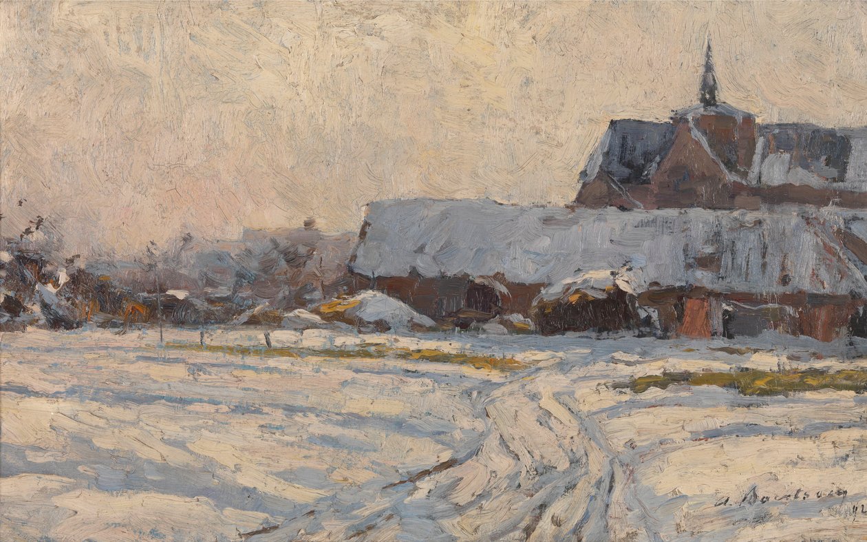 Snø, om ettermiddagen (Landsby under snøen) av Albert Baertsoen