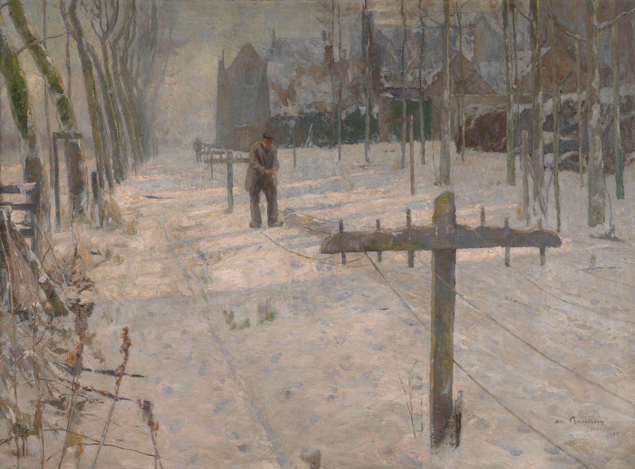 Snørik morgen i Flandern. Repslagere på vollene av Albert Baertsoen
