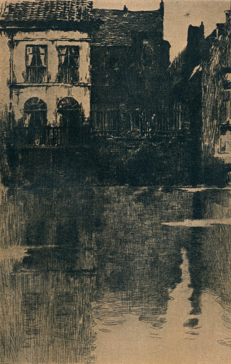 Gamle hus ved vannet, c 1886-1906, 1906-7 av Albert Baertsoen
