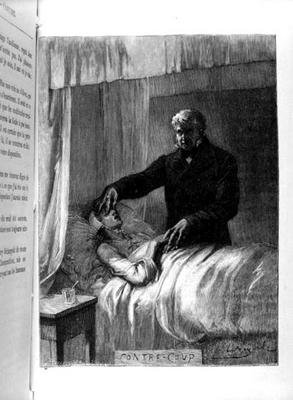 Jean Valjean lukker Fantines øyne, illustrasjon fra 