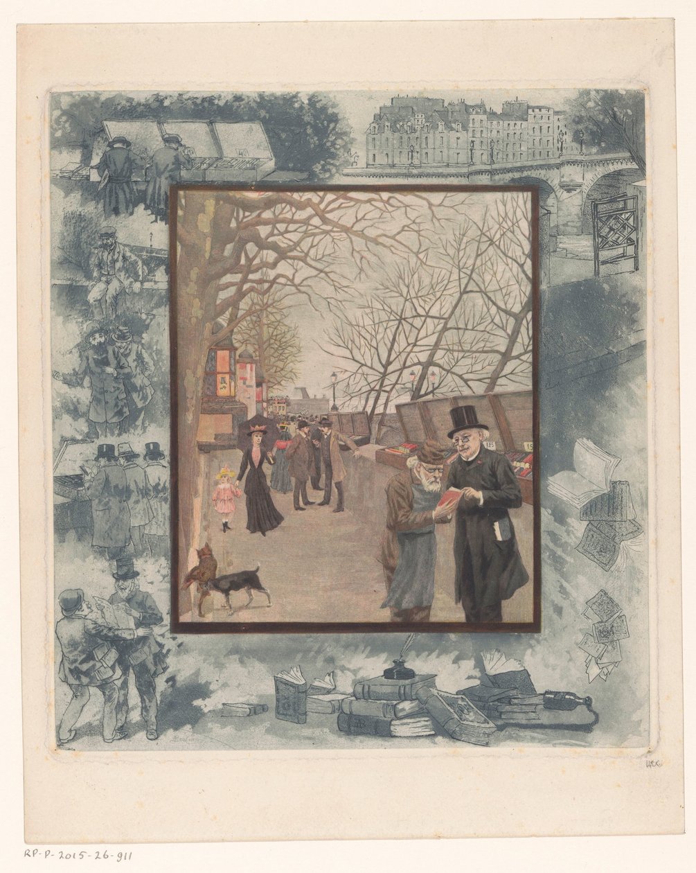 Bokboder på en kai i Paris av Albert Bertrand