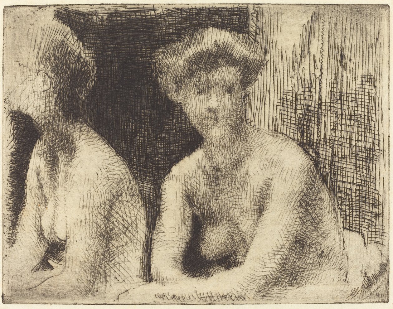 Naken kvinne ved et briller av Albert Besnard