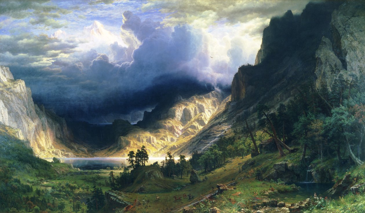 En storm i Rocky Mountains - Mt. Rosalie av Albert Bierstadt