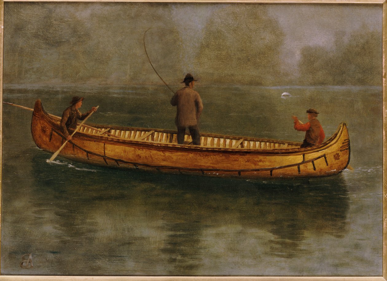 Fiske fra kano av Albert Bierstadt