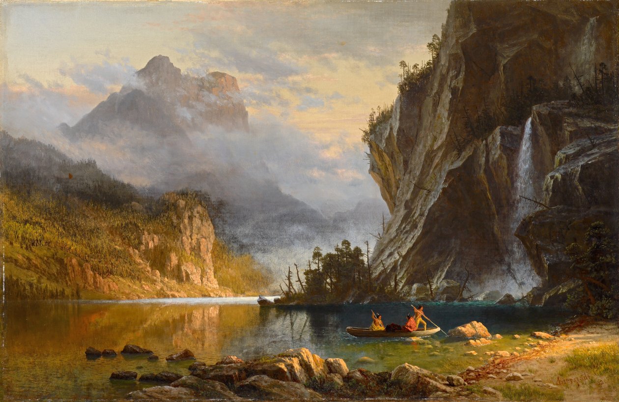 indianere spydfiske av Albert Bierstadt