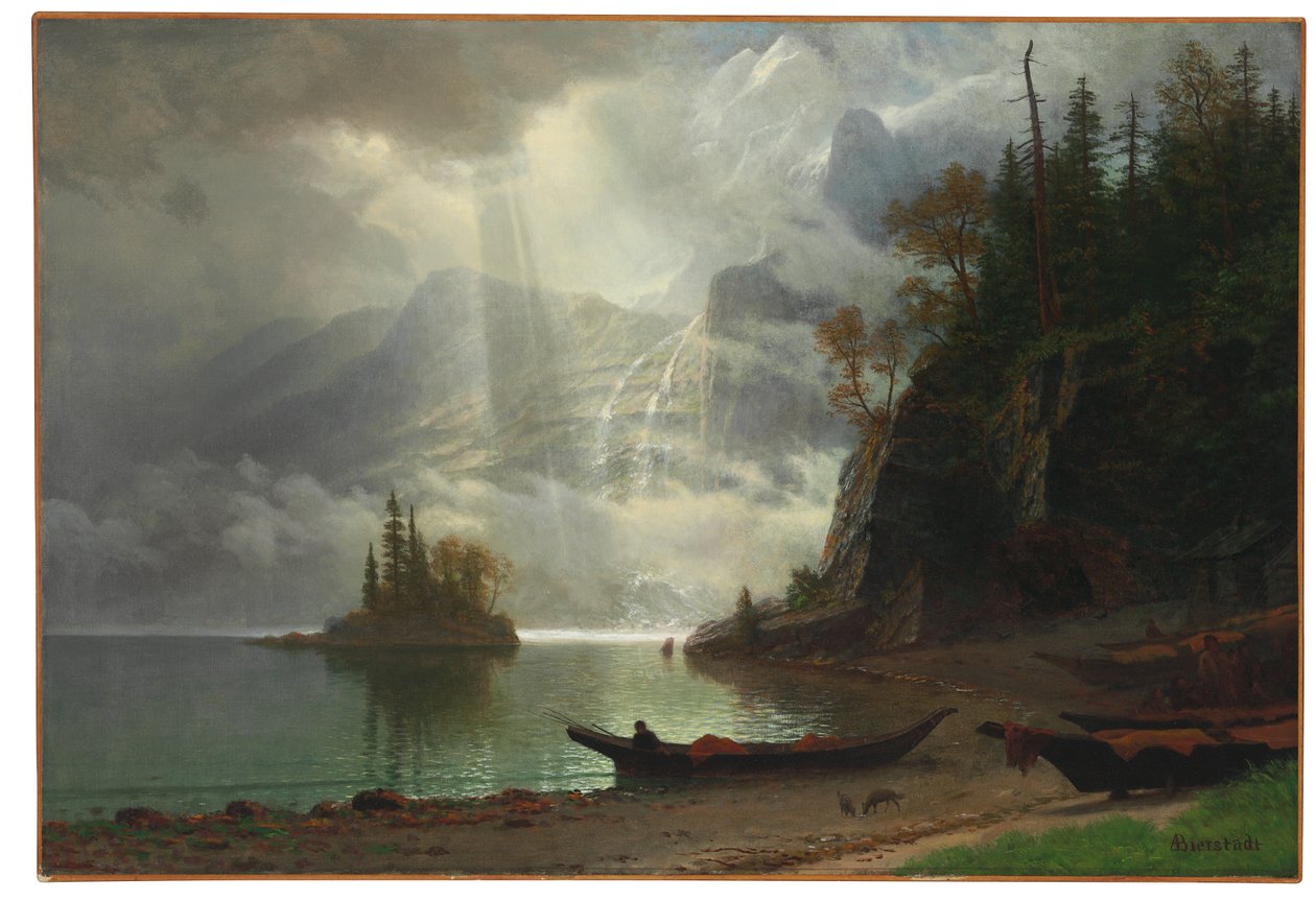 Øy i innsjøen av Albert Bierstadt