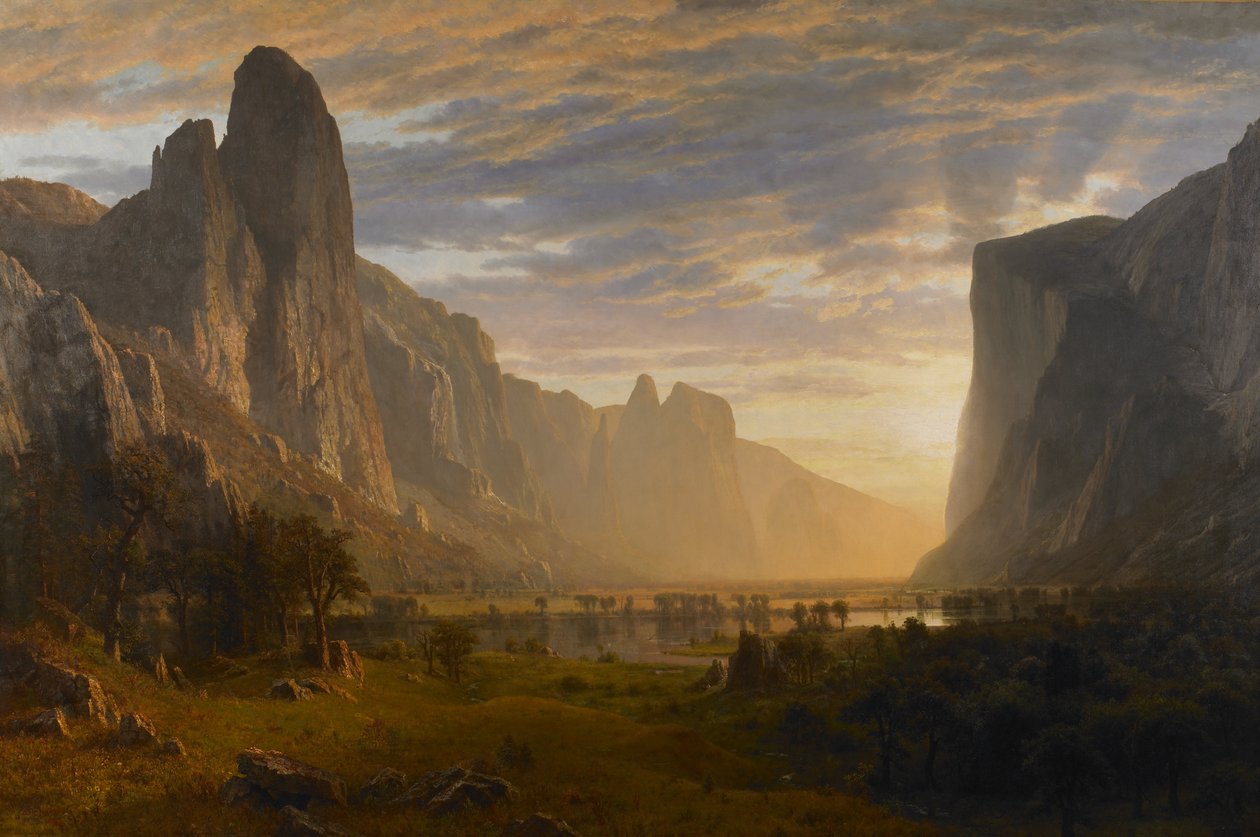 Ser nedover Yosemite Valley, California av Albert Bierstadt