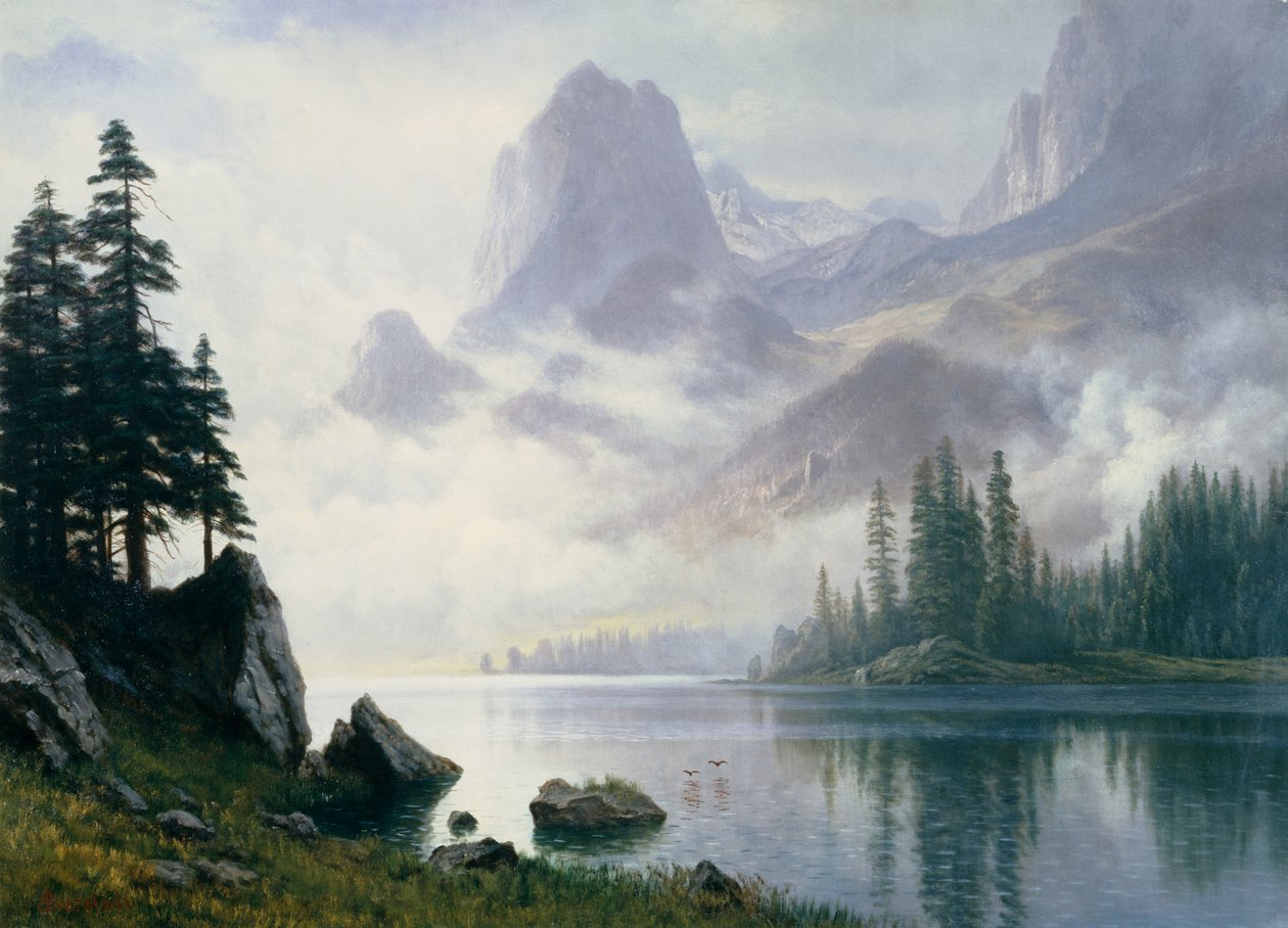 Fjellet ut av tåken av Albert Bierstadt