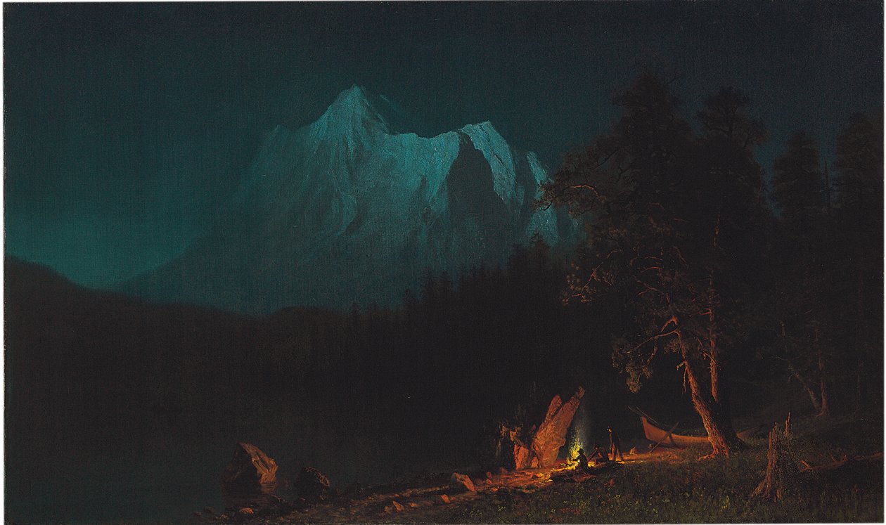 Fjelllandskap ved måneskinn av Albert Bierstadt