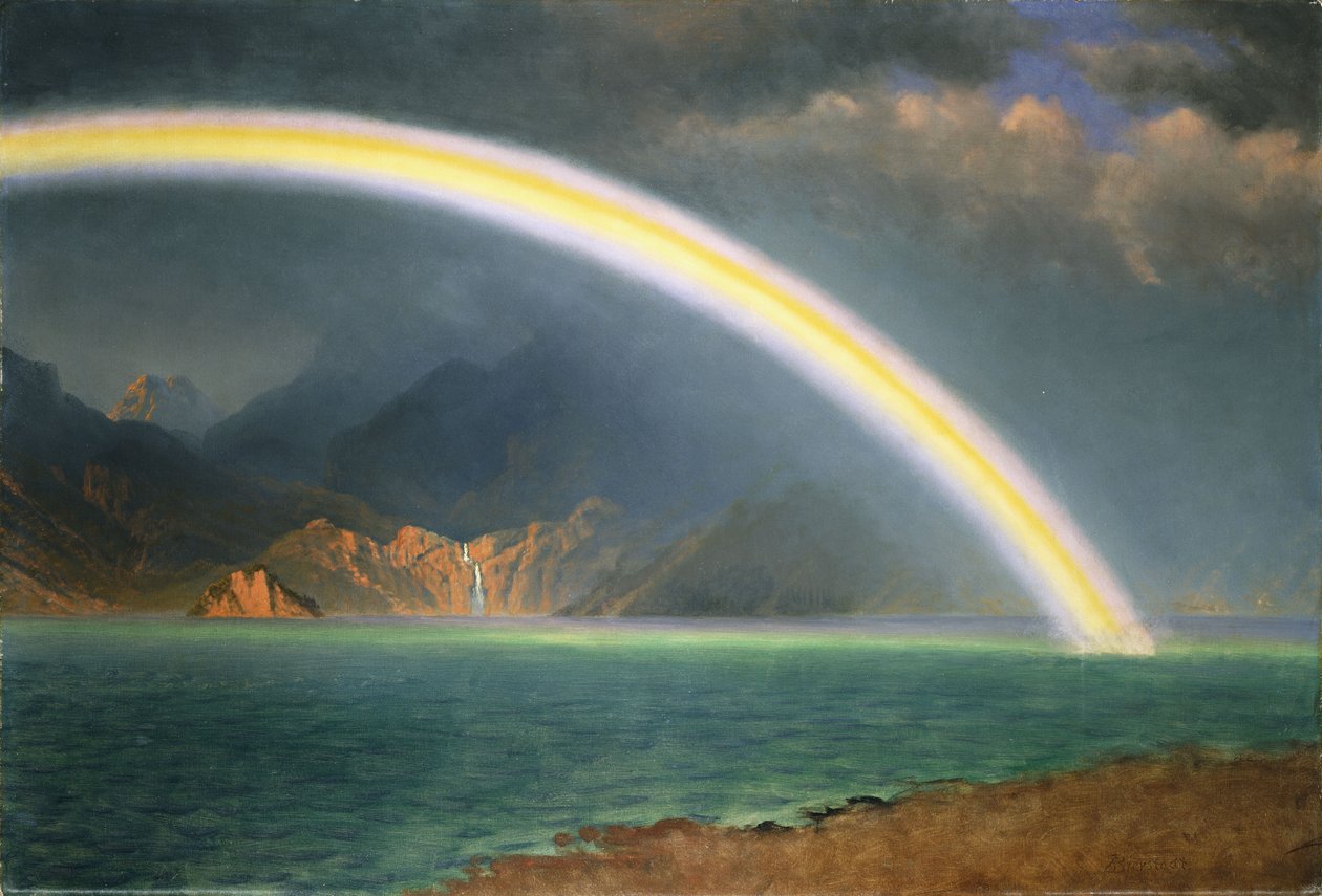 Rainbow Over Jenny Lake, Wyoming, av Albert Bierstadt