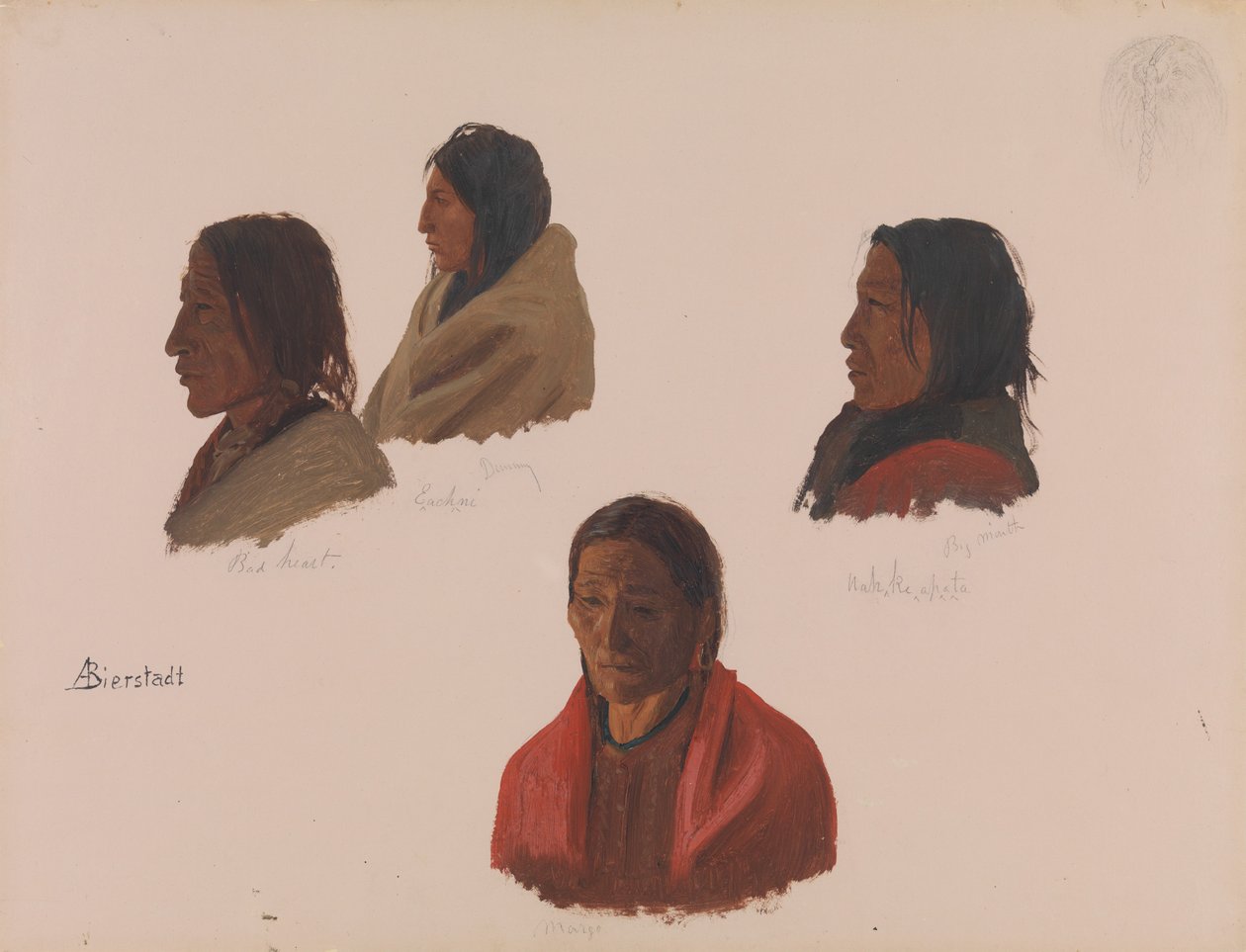 Studier av indiske høvdinger laget ved Fort Laramie, ca. 1859. av Albert Bierstadt