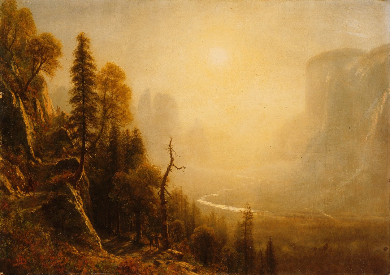Studie for Yosemite Valley, Glacier Point Trail, av Albert Bierstadt