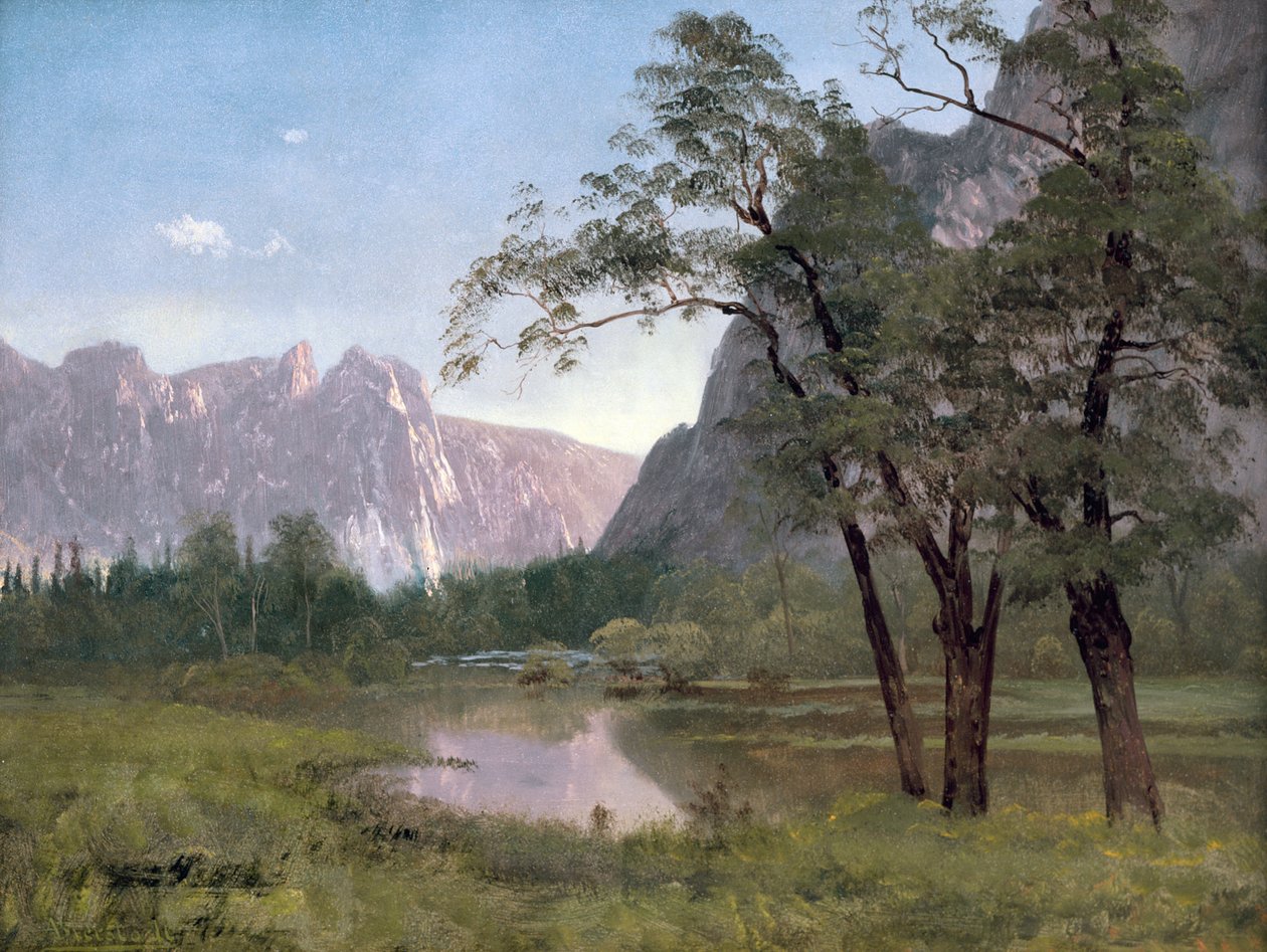 Yosemite Valley (olje på papir montert på lerret) av Albert Bierstadt