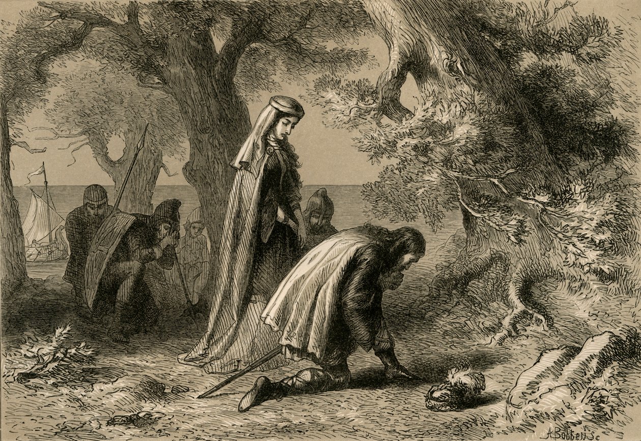 Thorfinn og Gudrid ved bredden av Vineland, 1877. av Albert Bobbett